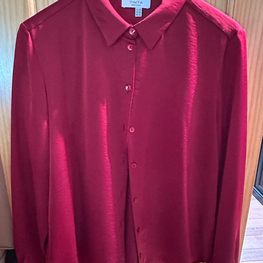 Burgundy Casual Button Down Shirt with Classic Collar